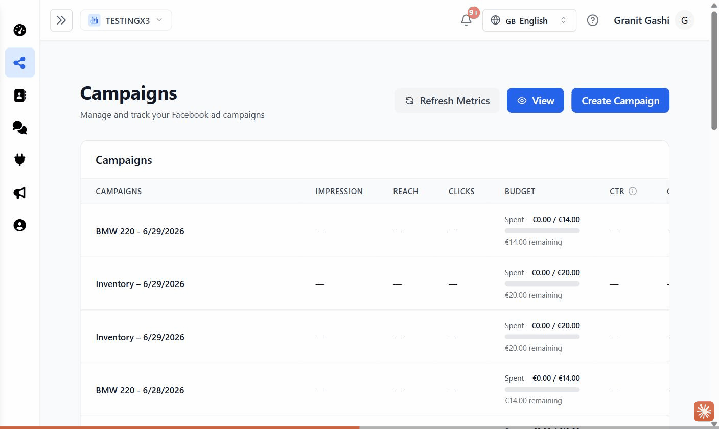 The Campaigns page