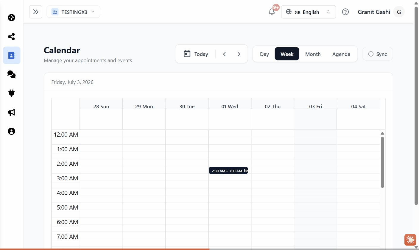 The Calendar view